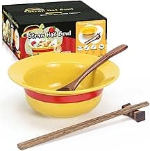 QYGGFBAI Anime Straw Hat Ramen Bowl Set with Spoons Chopsticks and Holder for Soup Pho Udon Asian No
