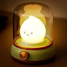 WANIDEA Cute Chibi Flame Lamp, Anime Cozy Lights, Retro Rechargeable Night Light, Decor, Cute Desk A
