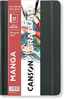Canson Graduate Manga Paper, Hard Cover Art Journal, 5.5x8.5 inches, 40 Sheets — Artist Paper for Il
