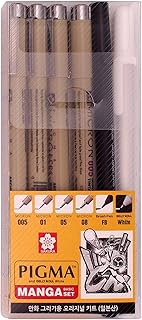 Sakura Pigma Manga Basic Set (005, 01, 05, 08, FB, White)