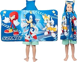 Sonic The Hedgehog, Anime, Bath/Pool/Beach Soft Cotton Terry Hooded Towel Wrap, 24 in x 50 in, By Fr